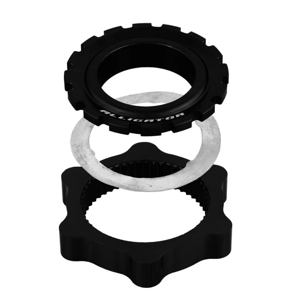 Alligator Adattatore Centerlock per Dischi Freno 6 fori - Nero per perni passanti 15-20mm