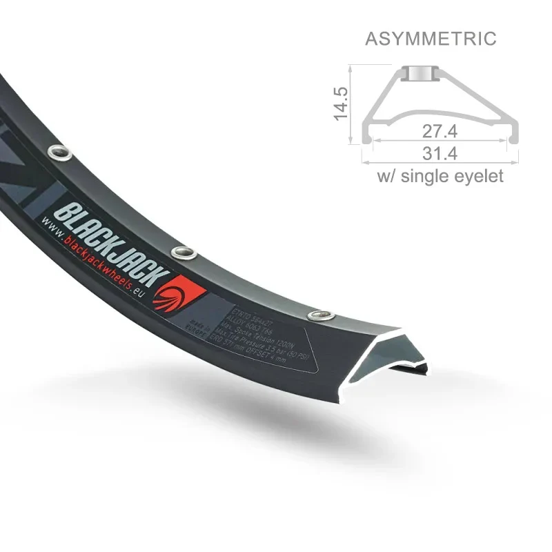 Blackjack Cerchio 27,5" READY MTB Tubeless Canale: 27mm Nero - 32 Fori