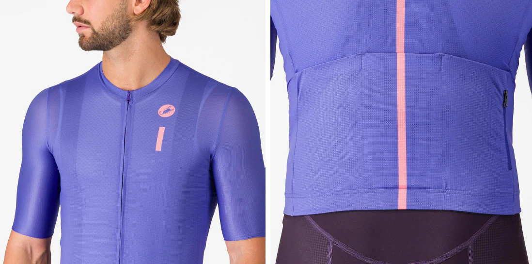 Castelli Maglia Estiva Drittone Logo Ultraviolet/Rosa Giro - Image 3