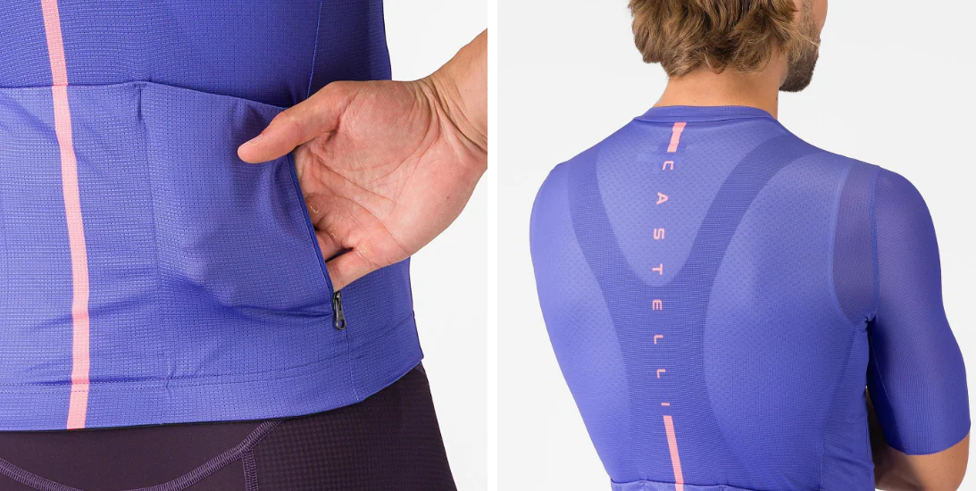 Castelli Maglia Estiva Drittone Logo Ultraviolet/Rosa Giro - Image 4