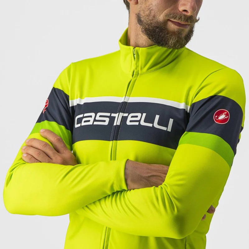 Castelli Maglia Invernale Passista Electric Lime/Savile Blue-Gree - Image 3