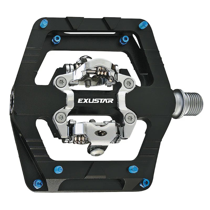 Exustar Pedali E-PM824 ENDURO in Alluminio Nero - Perno in CR-Mo 113x101mm