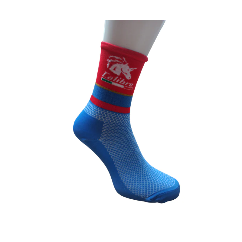 Kit 3 Paia Calibre Calze Team Bahrain Rosso/Azzurro 13cm