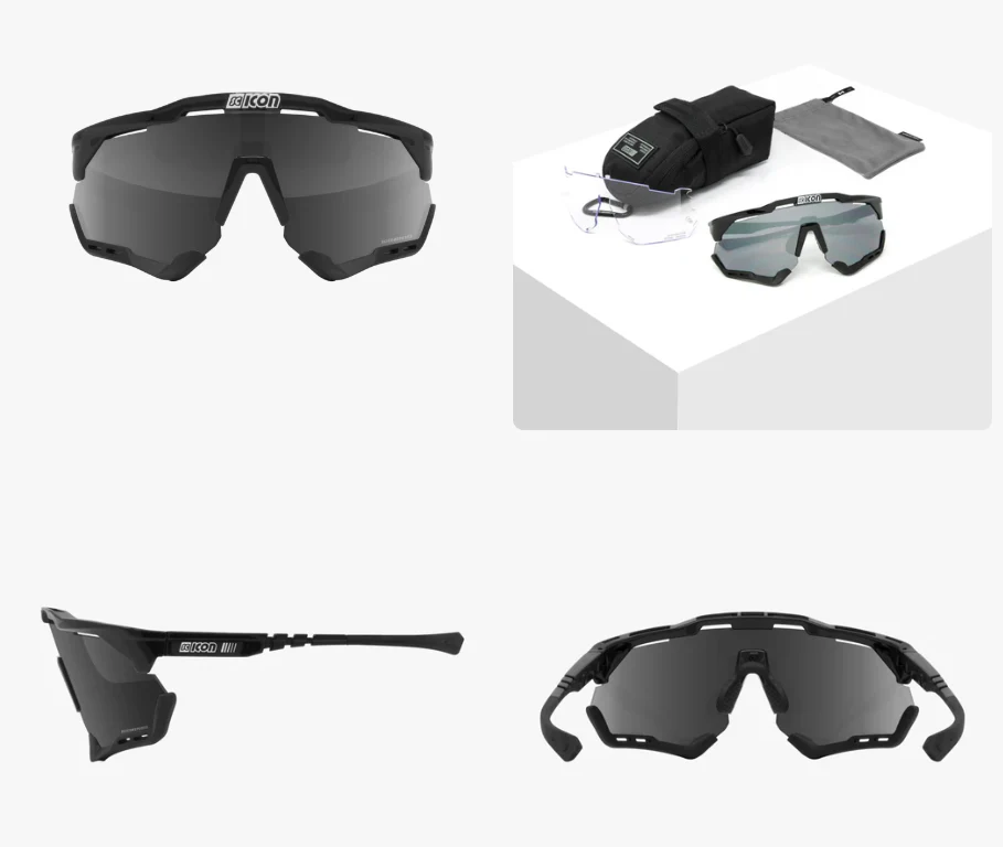 Scicon Sport Occhiali Aeroshade XL Black Fender Multimirror Silver - Image 2