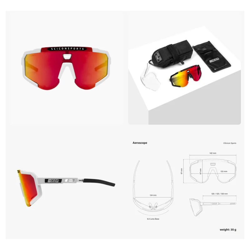 Scicon Sports Occhiali Aeroscope White Gloss Multimirror Red - Image 2