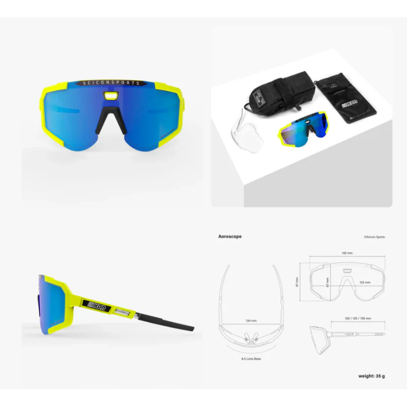 Scicon Sports Occhiali Aeroscope Yellow Fluo Multimirror Blue - Image 2