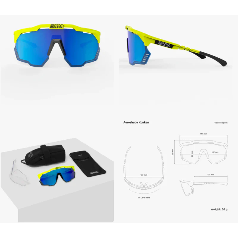 Scicon Sports Occhiali Aeroshade Kunken Yellow Fluo Multimirror Blue - Image 2
