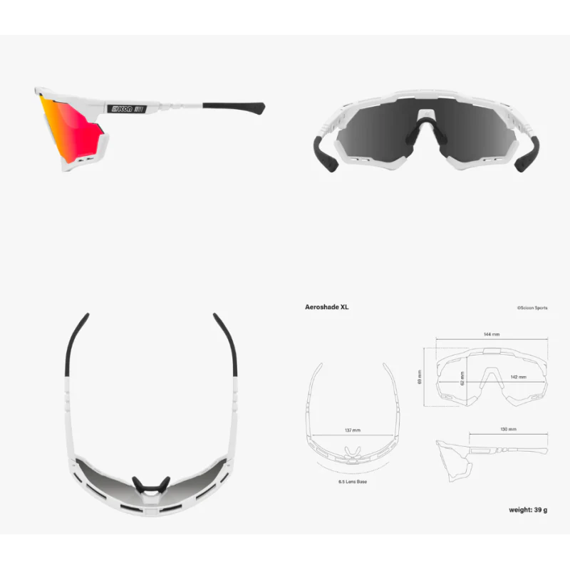 Scicon Sports Occhiali Aeroshade XL White Multimirror Red - Image 4
