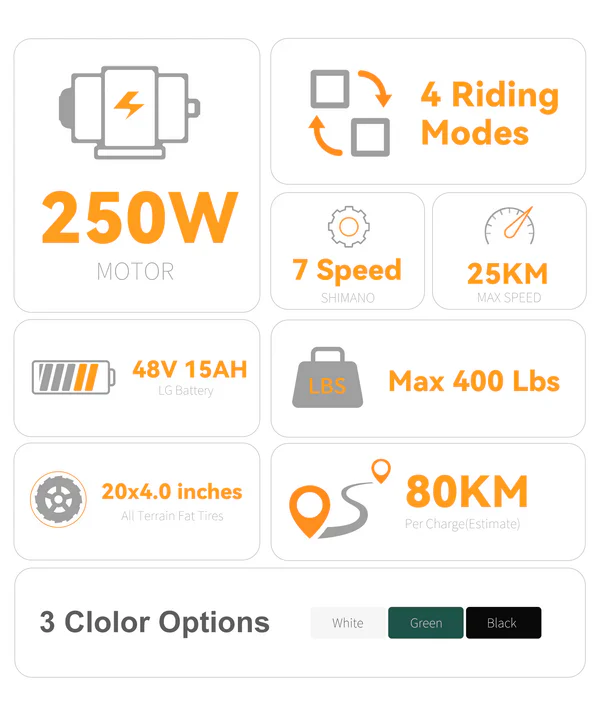 Victrip Bici Elettrica Fat Bike T5 250W/750W - Image 8